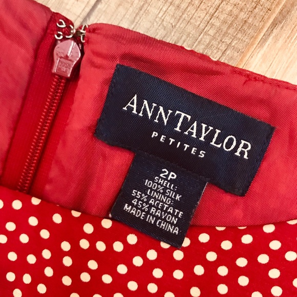 Ann Taylor Micro Dot Sheath Dress Red with Cream - Picture 6 of 7